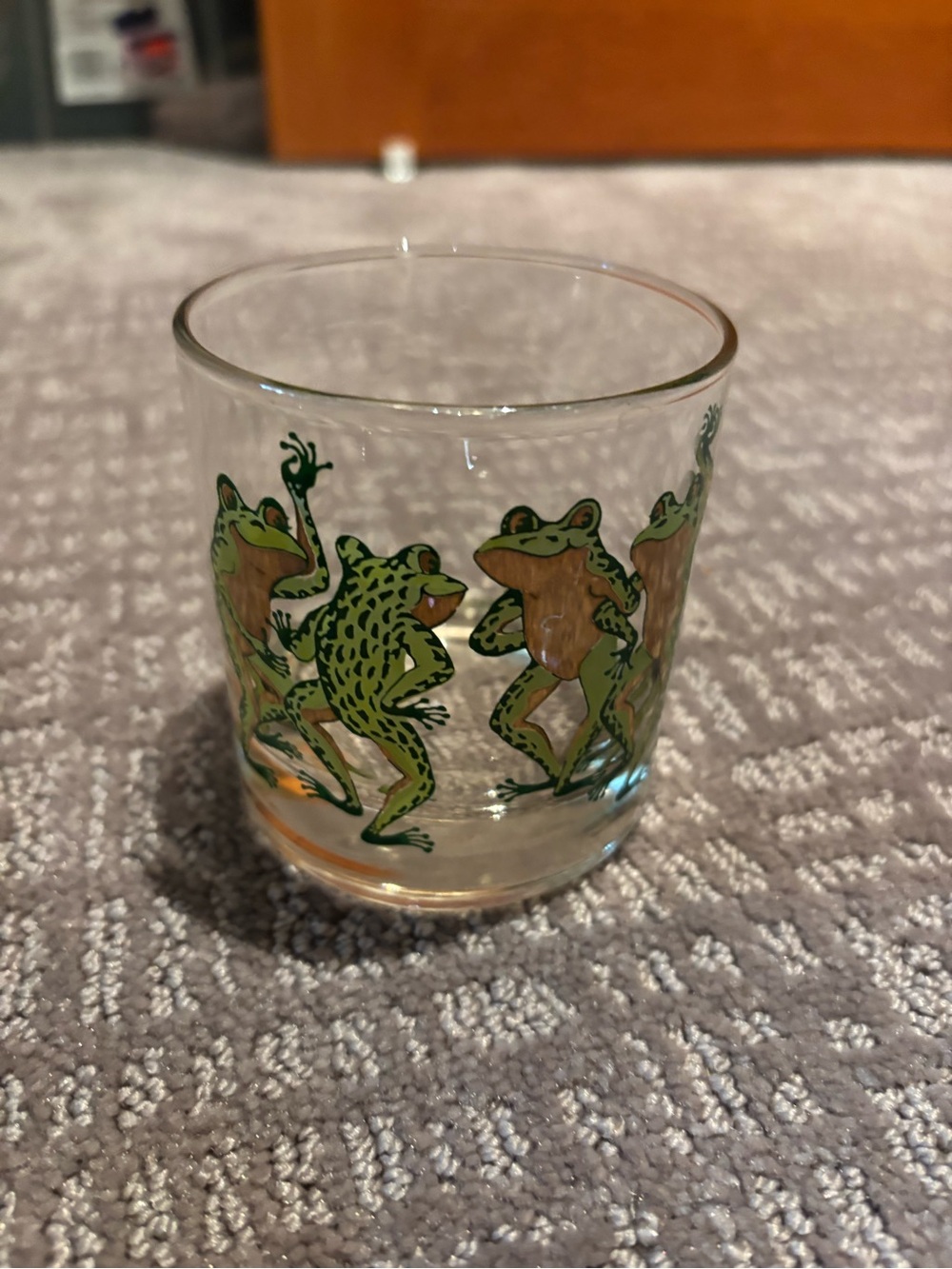 Set a four, Vintage Couroc of Monterey  “Dancing Frogs”Lowball Glasses